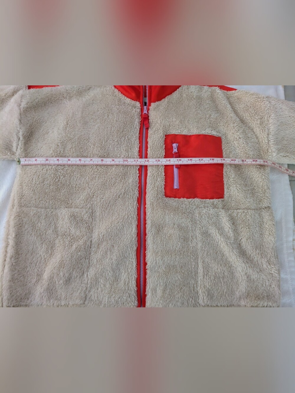 EUC JCrew tan & orange zip-up fleece jacket - Picture 4 of 9